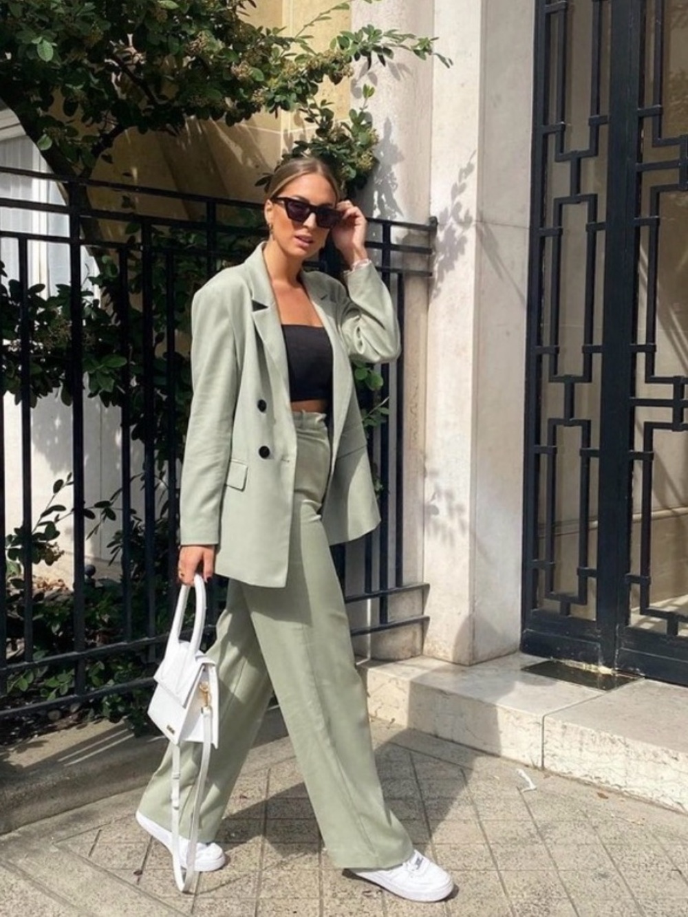 Women's Double-Breasted Pistachio- Mint Green Blazer Coat